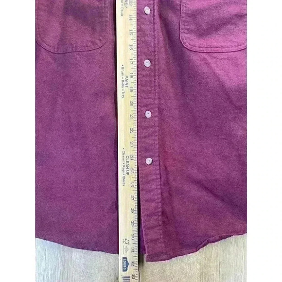 Vintage Shirt Shacket Osh Kosh Mens Large Chamois Flannel Button Burgundy 90s - Picture 5 of 7